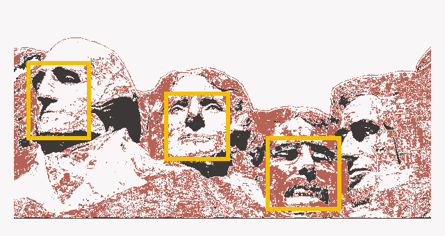 Mount Rushmore with 3 faces
detected