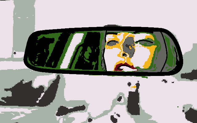 woman in rearview mirror